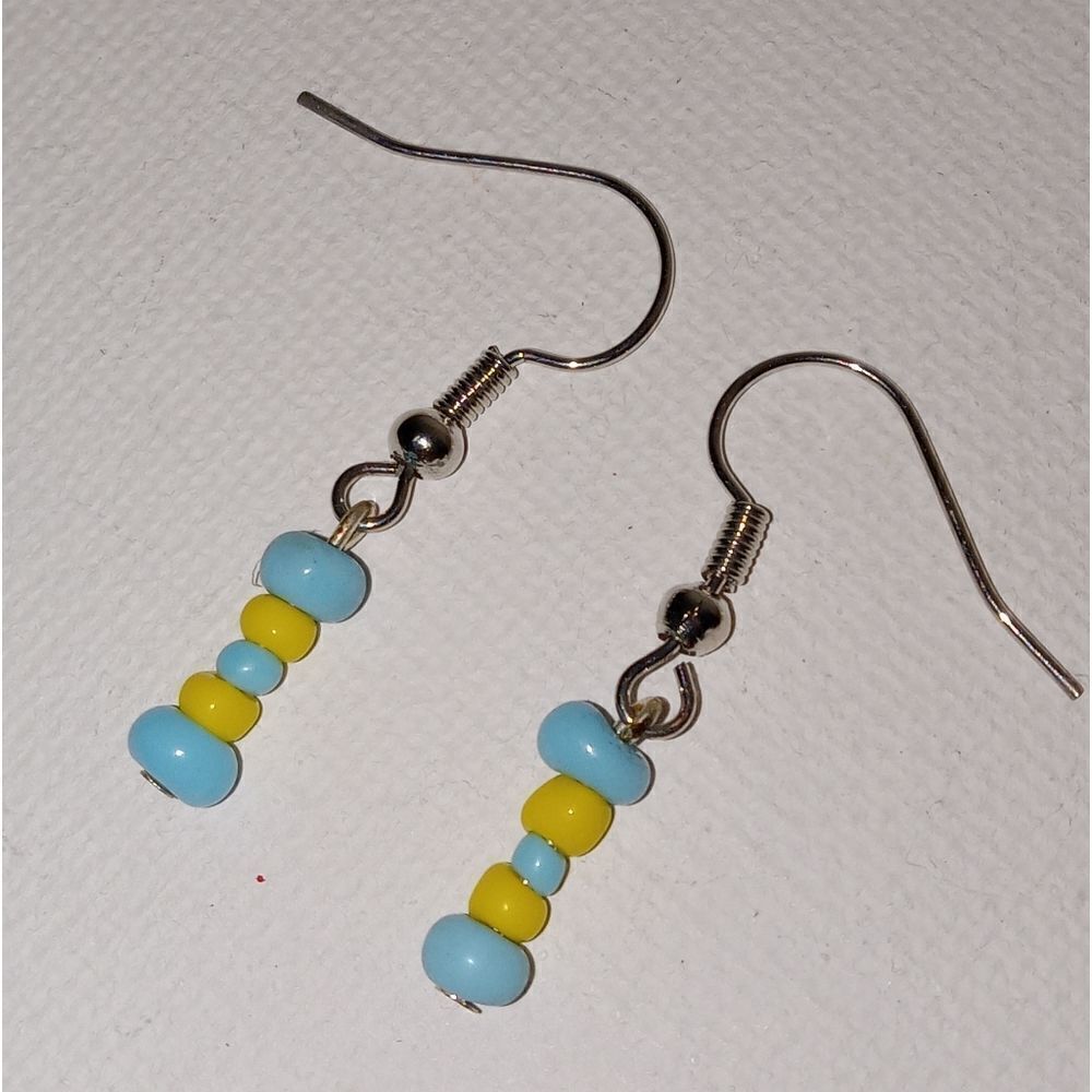 CLEARANCEYellow and blue beaded bar earrings